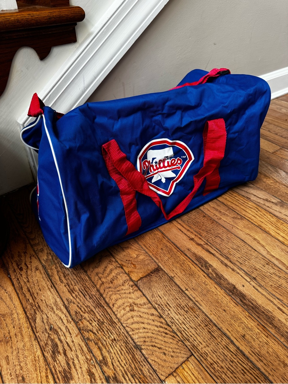 Philadelphia Phillies Blue Duffle Bag with Red Straps